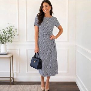 Silk Tory Burch Dress Blue Pullover Short Sleeve  Boat Neck sz L